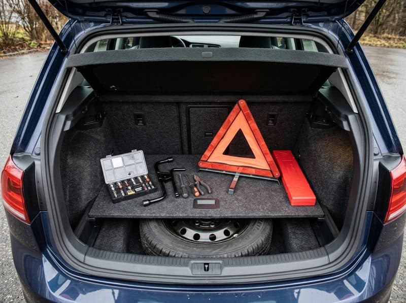 Equipamiento obligatorio del coche: triángulos, lámparas y rueda de repuesto